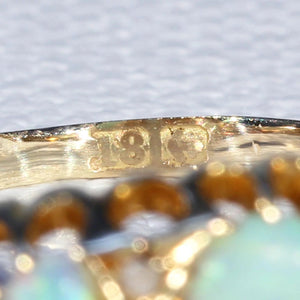 Edwardian Opal Diamond Gold Ring 3 Stone
