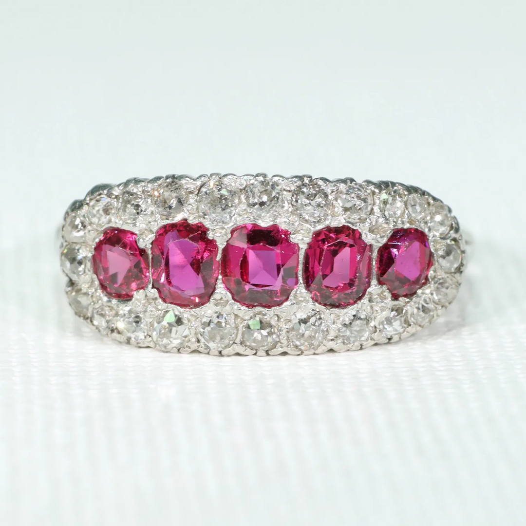 Edwardian Platinum Ruby Diamond Ring