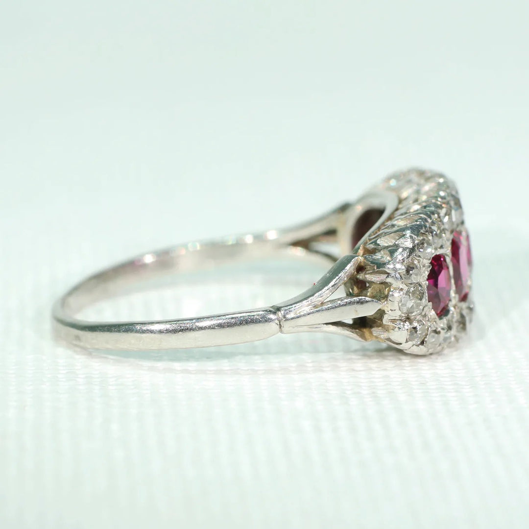 Edwardian Platinum Ruby Diamond Ring