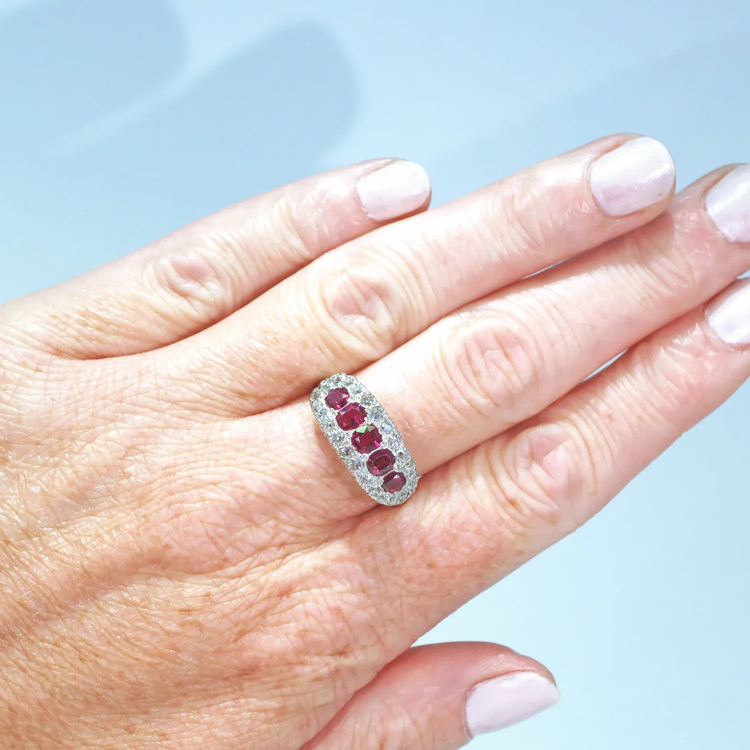 Edwardian Platinum Ruby Diamond Ring