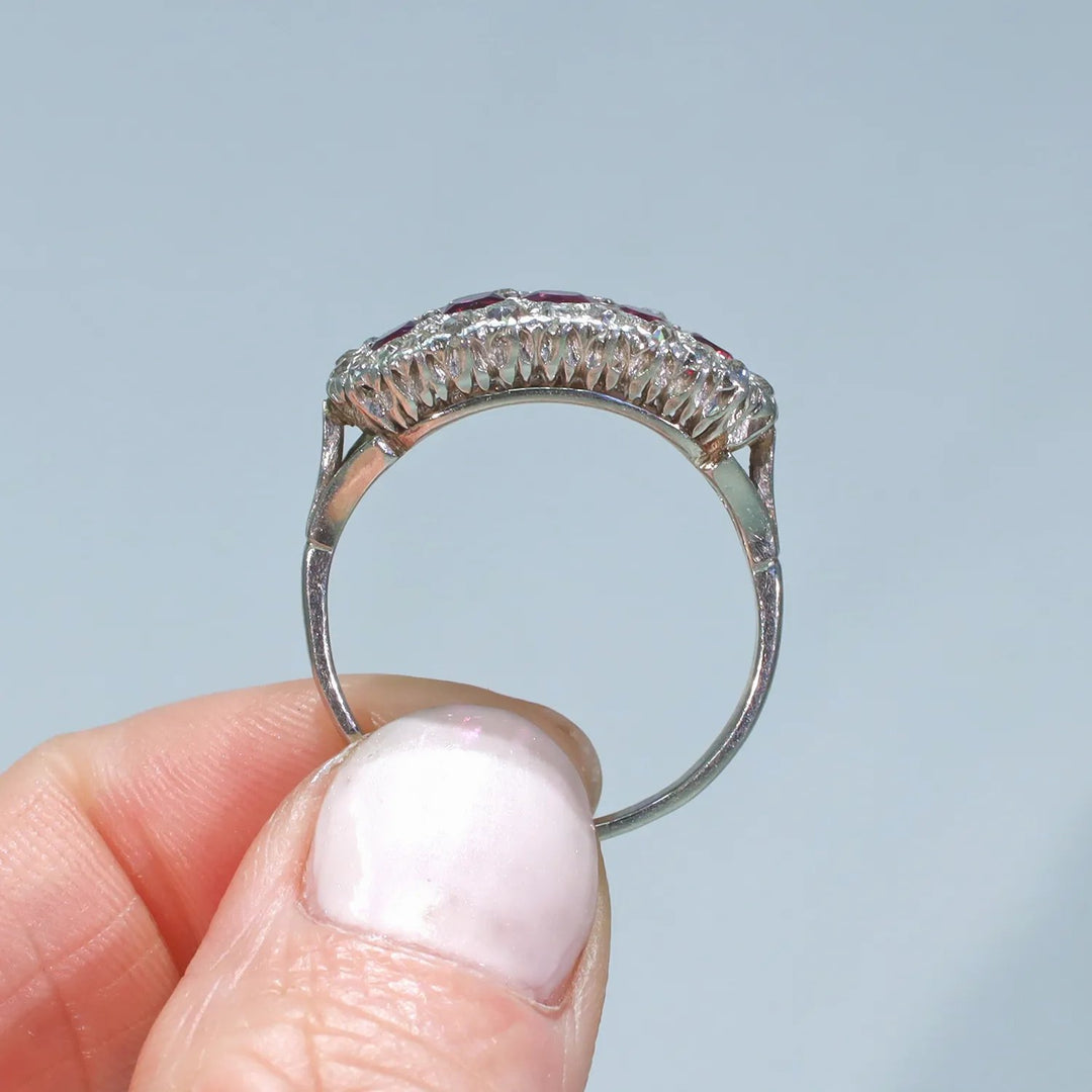Edwardian Platinum Ruby Diamond Ring