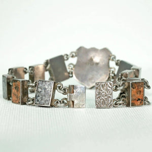 Edwardian Silver Granite Scottish Style Bracelet