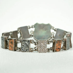 Edwardian Silver Granite Scottish Style Bracelet