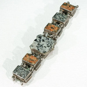 Edwardian Silver Granite Scottish Style Bracelet