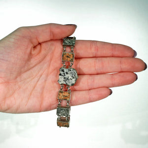 Edwardian Silver Granite Scottish Style Bracelet