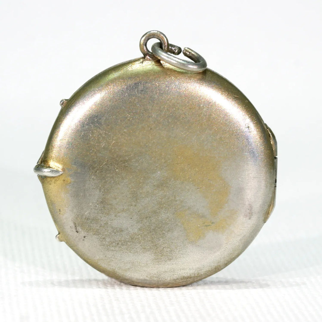 Egyptian Revival Silver Enamel Round Locket