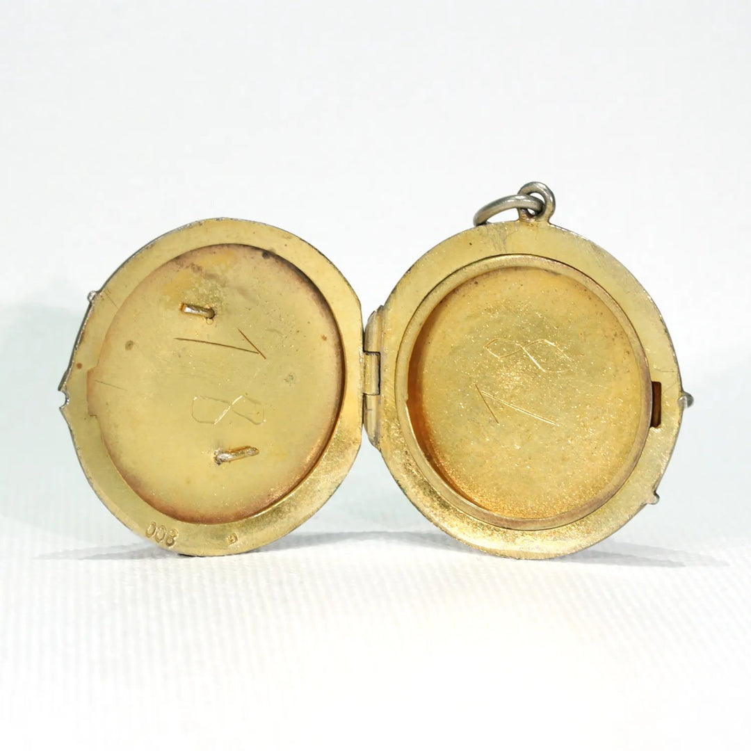 Egyptian Revival Silver Enamel Round Locket