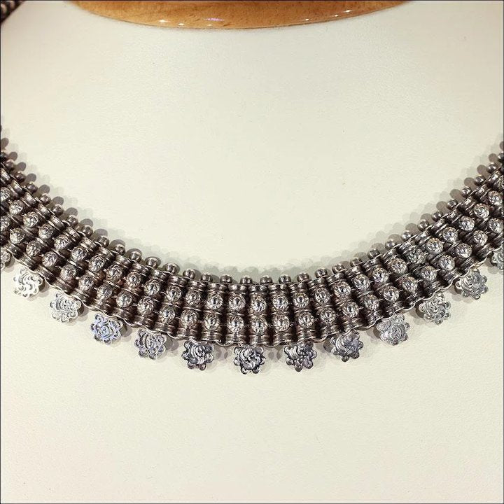 Elaborate Antique Victorian Silver Collar Necklace