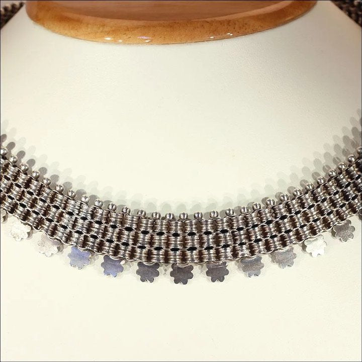 Elaborate Antique Victorian Silver Collar Necklace