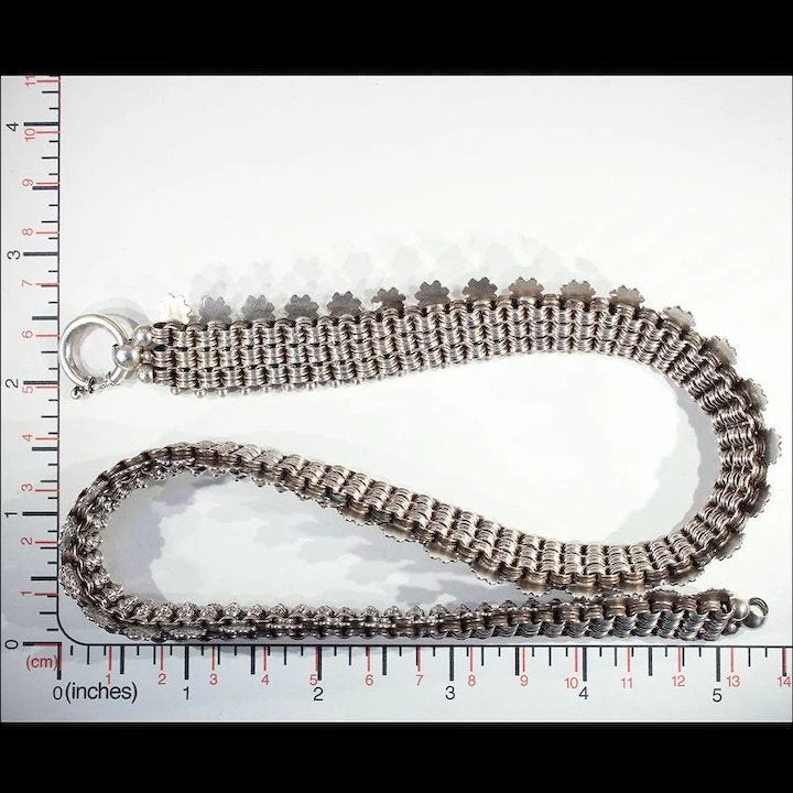 Elaborate Antique Victorian Silver Collar Necklace