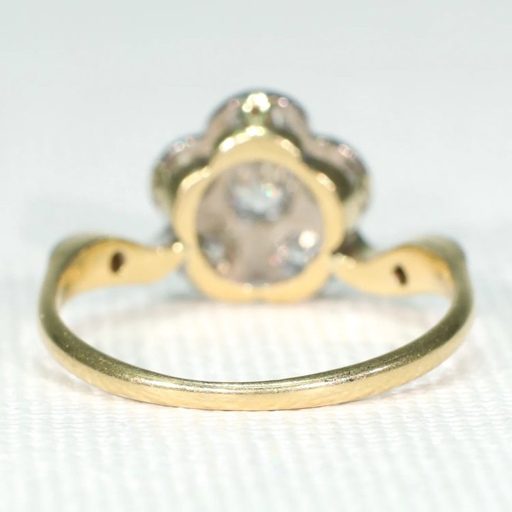 Elegant Edwardian Diamond Cluster Ring 1.0cttw Flower 18k Gold Platinum