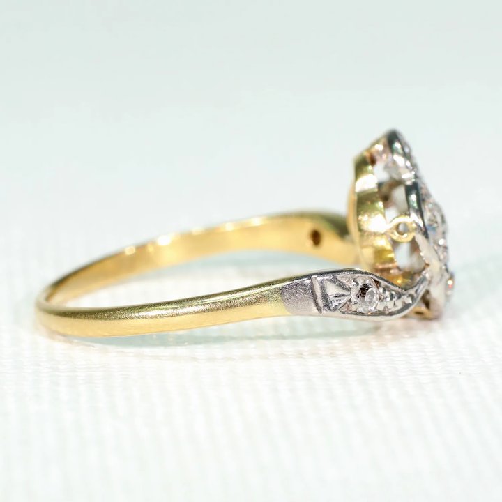 Elegant Edwardian Diamond Cluster Ring 1.0cttw Flower 18k Gold Platinum