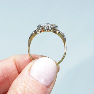 Elegant Edwardian Diamond Cluster Ring 1.0cttw Flower 18k Gold Platinum