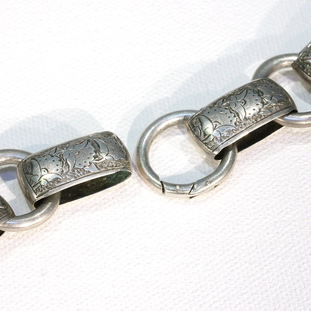 Engraved Victorian Silver Collar Necklace