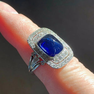 Fantastic Art Deco Sapphire Diamond Ring in Platinum