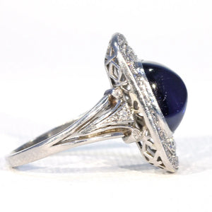 Fantastic Art Deco Sapphire Diamond Ring in Platinum