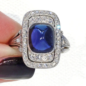 Fantastic Art Deco Sapphire Diamond Ring in Platinum