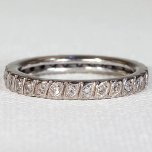 French Art Deco Eternity Band Ring White Gold Size 8.25