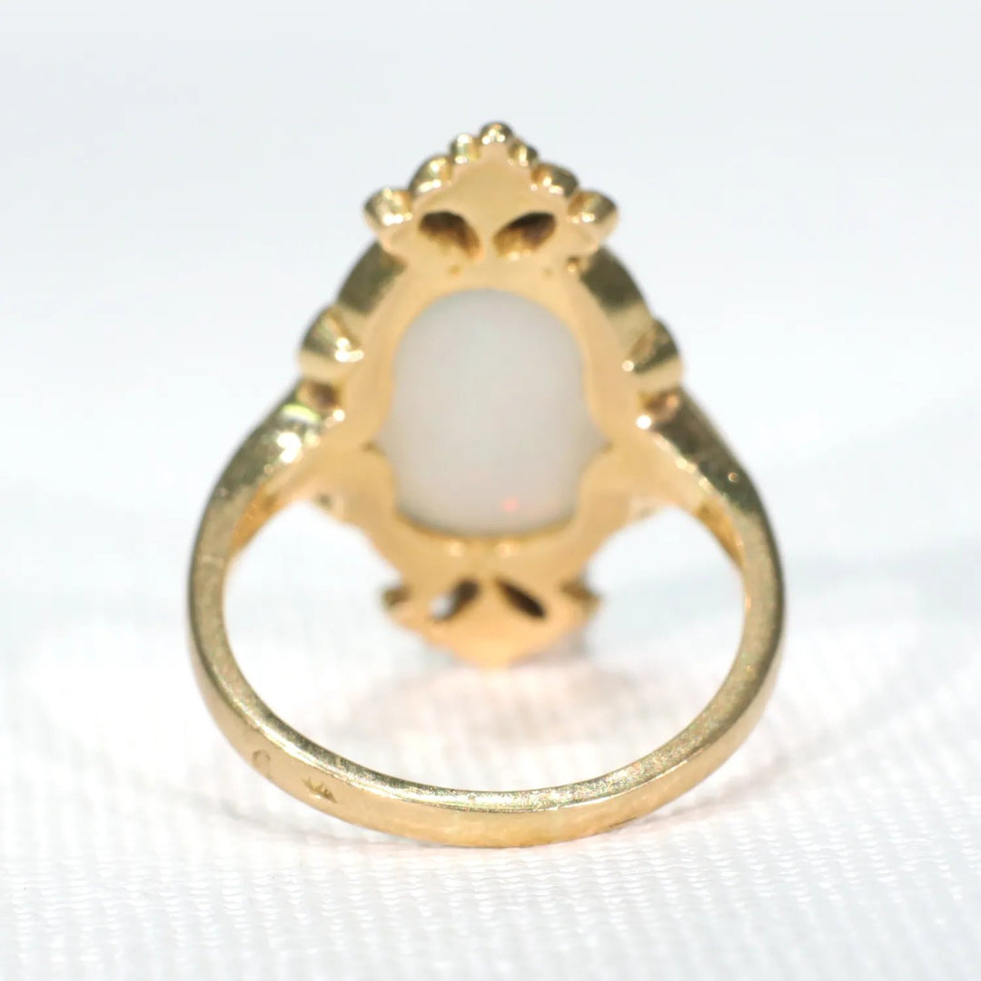 French Art Nouveau Large Opal Ring 18k Gold