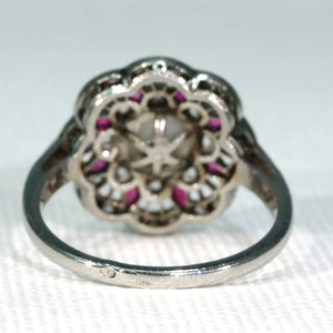 French Belle Époque Pearl Ruby Diamond Ring
