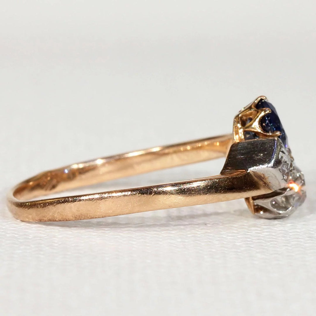 French Belle Époque Sapphire Diamond Gold Ring