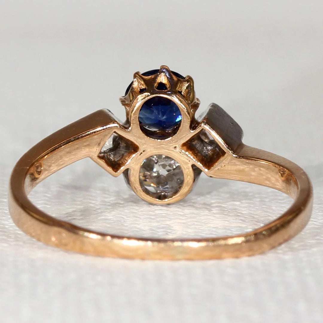 French Belle Époque Sapphire Diamond Gold Ring