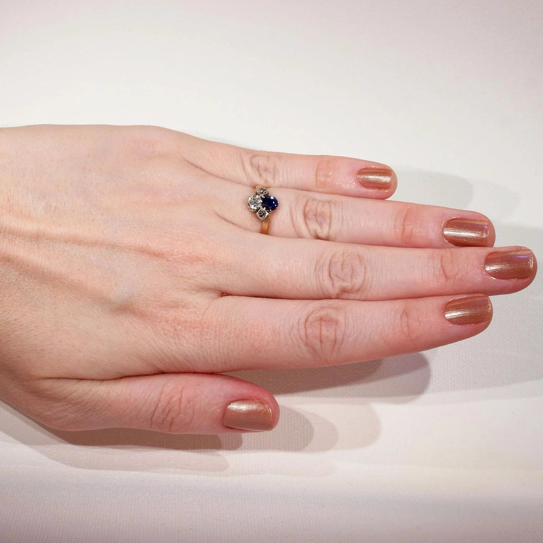 French Belle Époque Sapphire Diamond Gold Ring