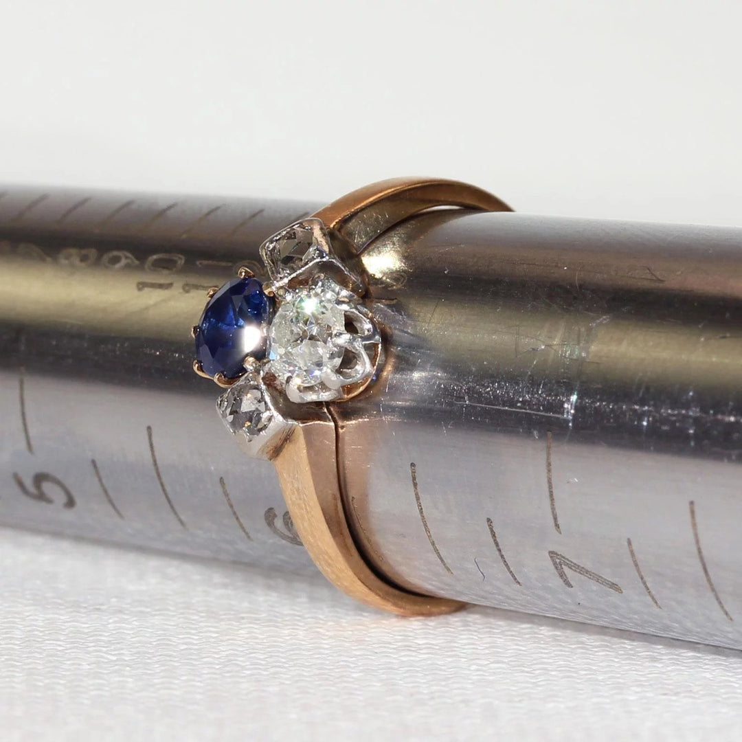 French Belle Époque Sapphire Diamond Gold Ring