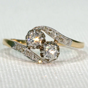 French Bypass Toi et Moi Diamond Engagement Ring