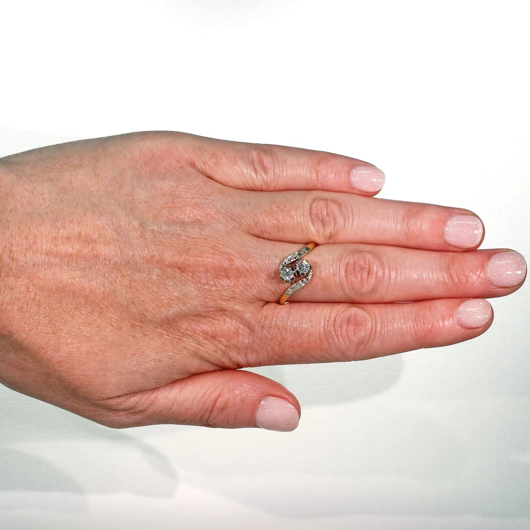 French Bypass Toi et Moi Diamond Engagement Ring