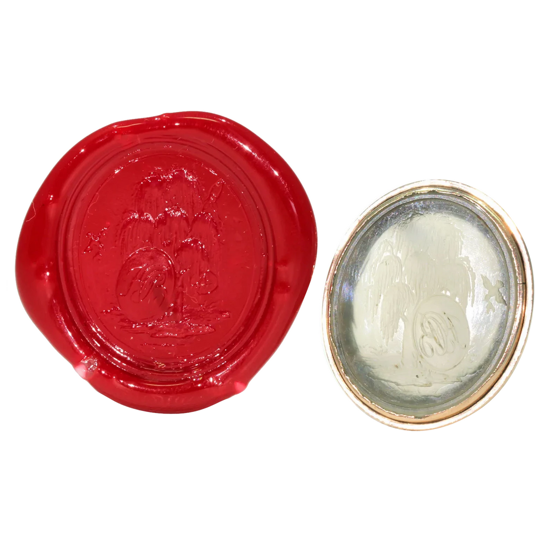 Georgian Chalcedony Fob Seal Pendant Memorial Weeping Willow