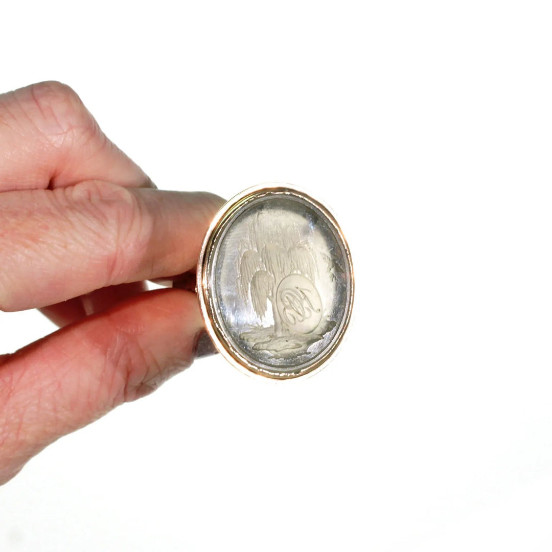 Georgian Chalcedony Fob Seal Pendant Memorial Weeping Willow