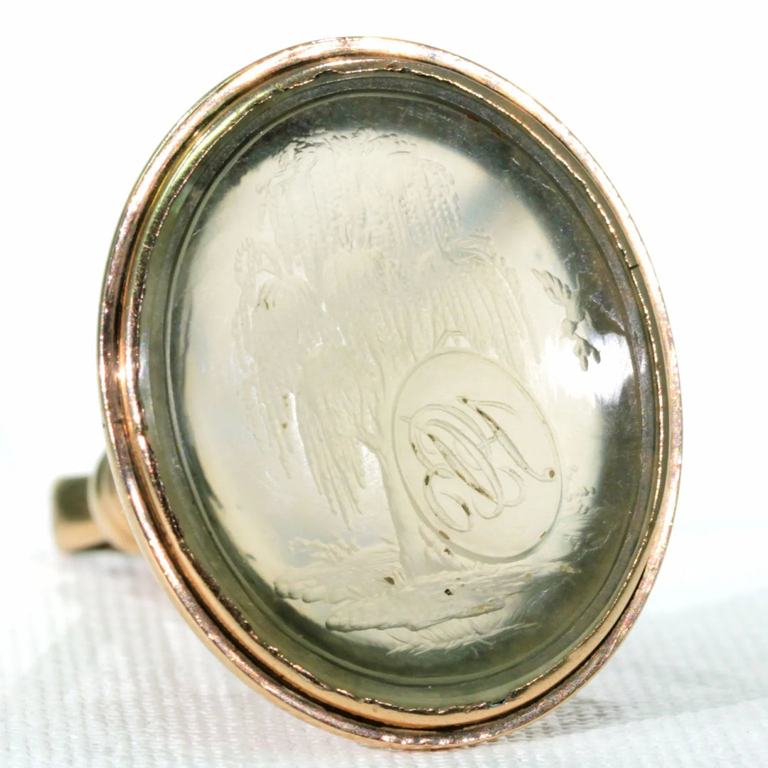 Georgian Chalcedony Fob Seal Pendant Memorial Weeping Willow