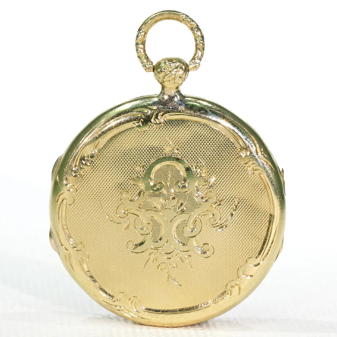 Georgian Enamel Portrait Locket Pendant 18k Gold