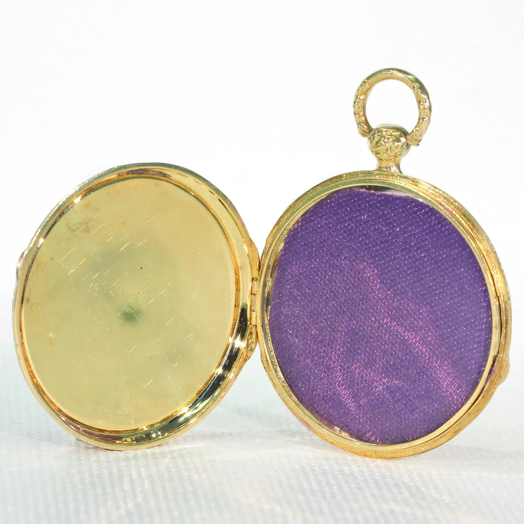 Georgian Enamel Portrait Locket Pendant 18k Gold