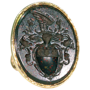 Georgian Intaglio Seal Fob Pendant 18k Gold Bloodstone