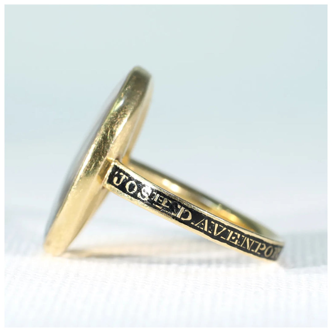 Georgian Memorial Ring 18k Gold Hair Enamel Memento Mori 1788