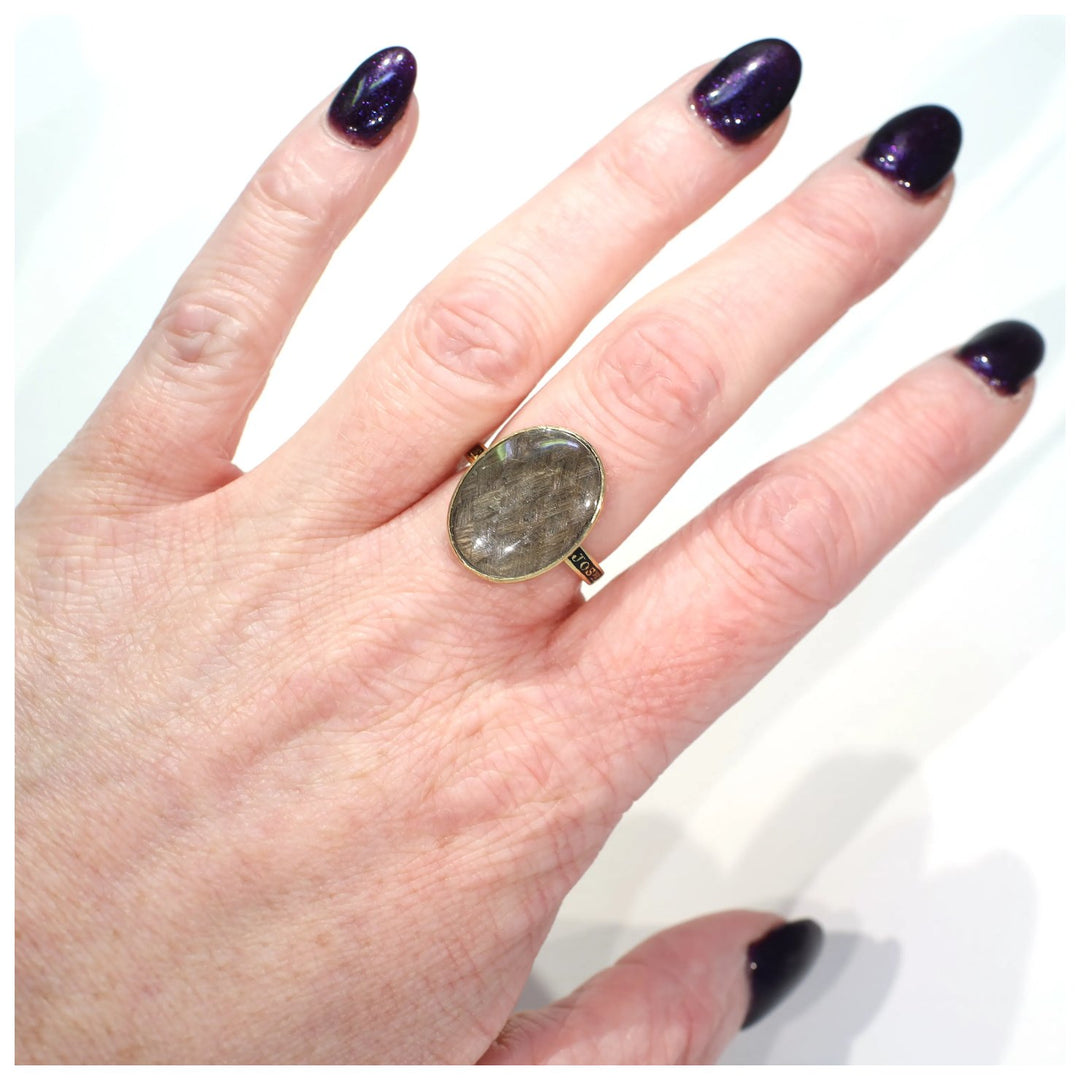Georgian Memorial Ring 18k Gold Hair Enamel Memento Mori 1788