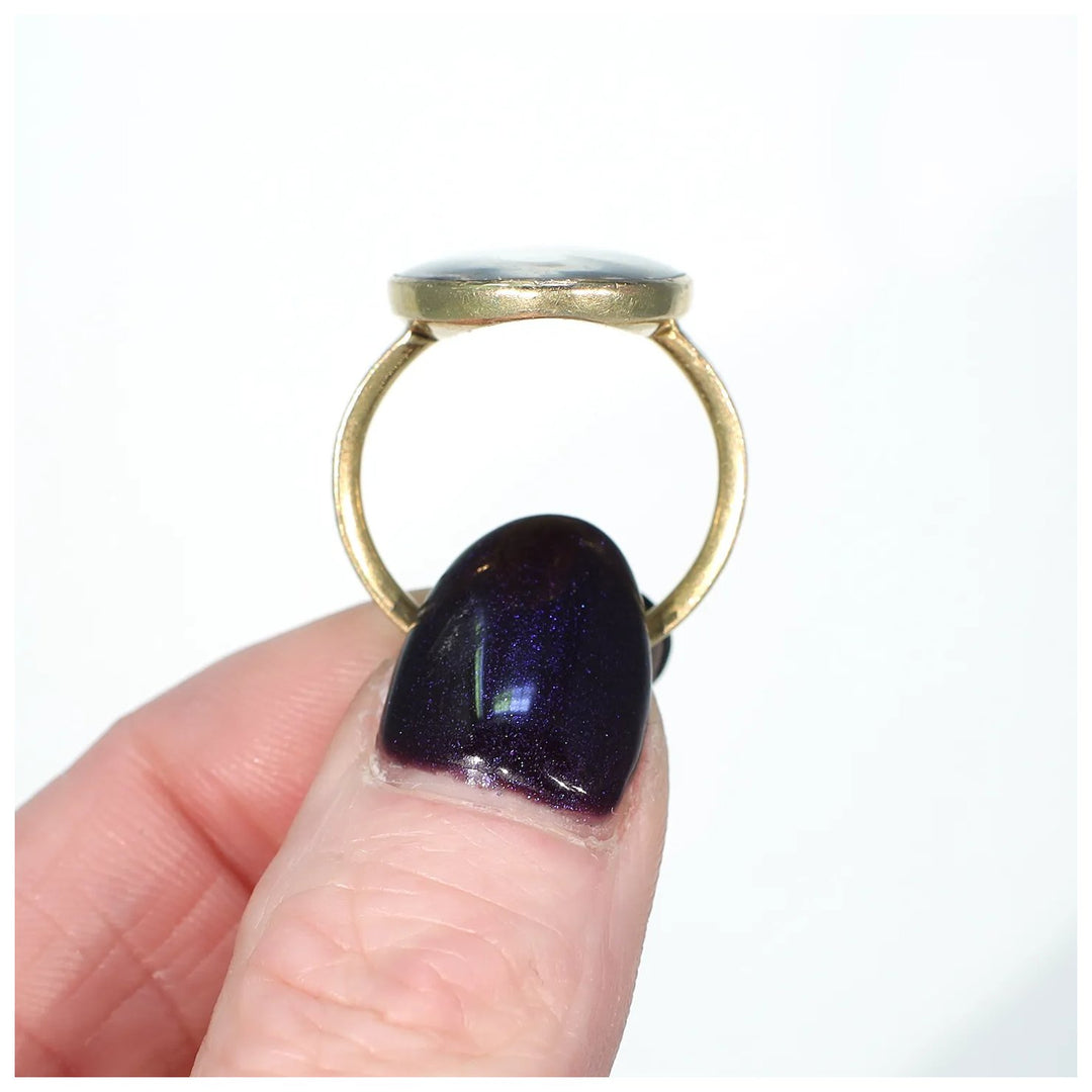 Georgian Memorial Ring 18k Gold Hair Enamel Memento Mori 1788