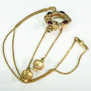 Georgian Necklace with Garnet Slide Pendant 15k Gold