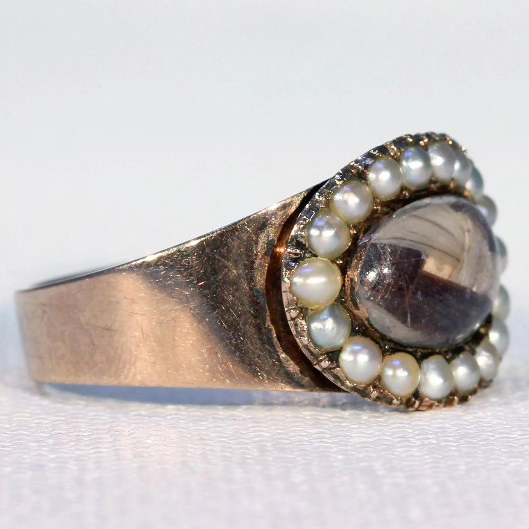 Georgian Pearl Hair Memorial Ring Dated 1801