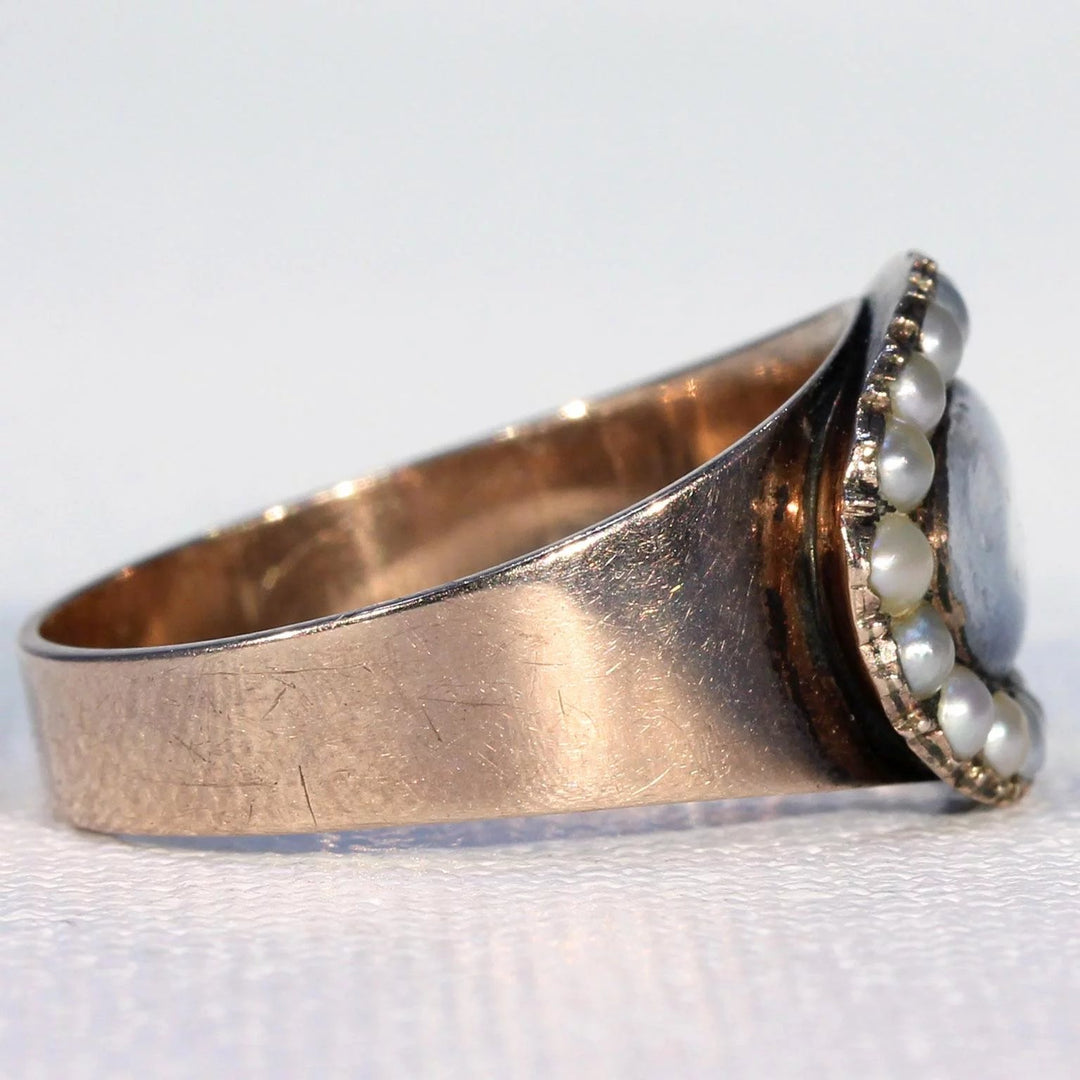 Georgian Pearl Hair Memorial Ring Dated 1801
