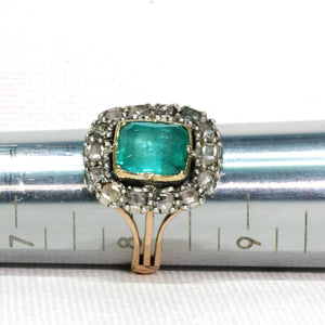 Georgian Untreated Emerald Diamond Ring c. 1720