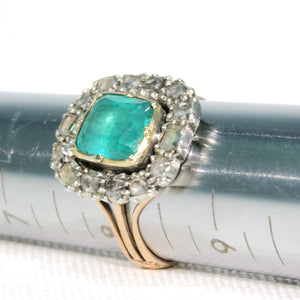 Georgian Untreated Emerald Diamond Ring c. 1720