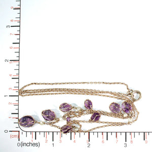 Gold Arts and Crafts Amethyst Pearl Drop Necklace