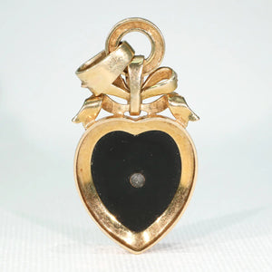 Gold Onyx Faith Hope Charity Pendant with Diamonds and Pearls