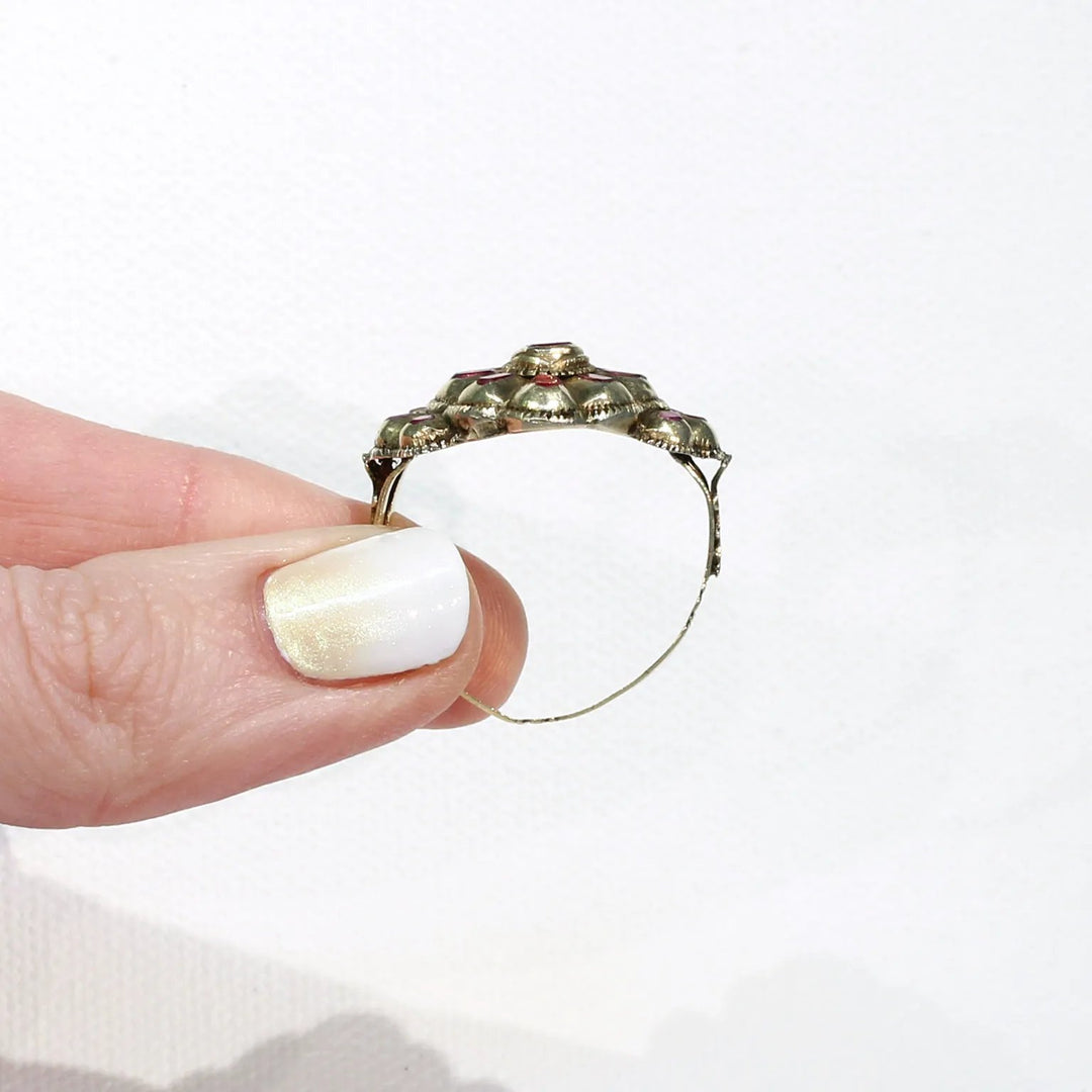 Rare Iberian 18th Century Ruby Spinel Ring 14k Gold