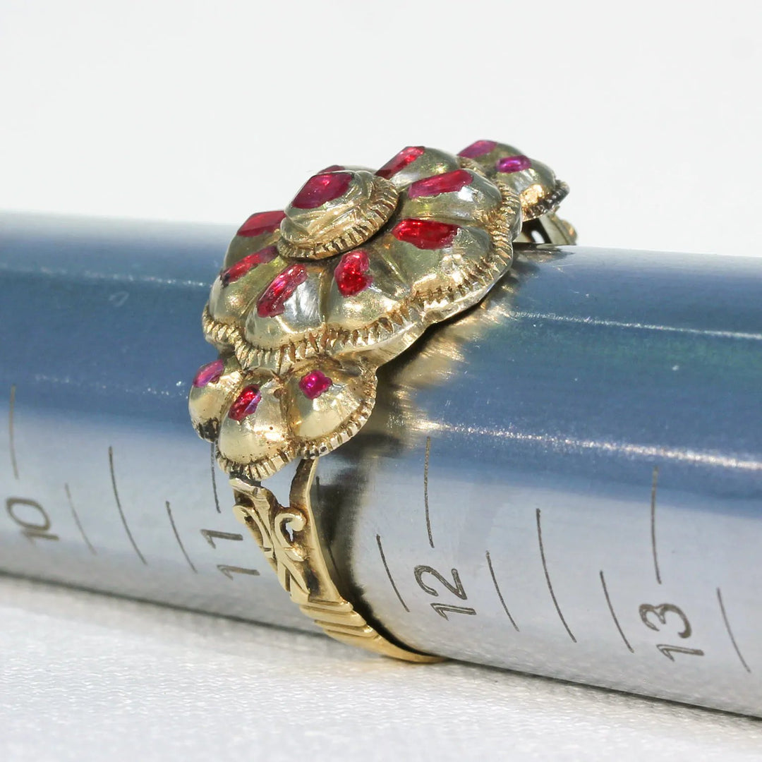 Rare Iberian 18th Century Ruby Spinel Ring 14k Gold
