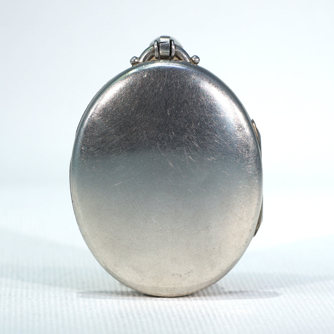 Victorian Silver Engraved Locket Pendant Belt Motif
