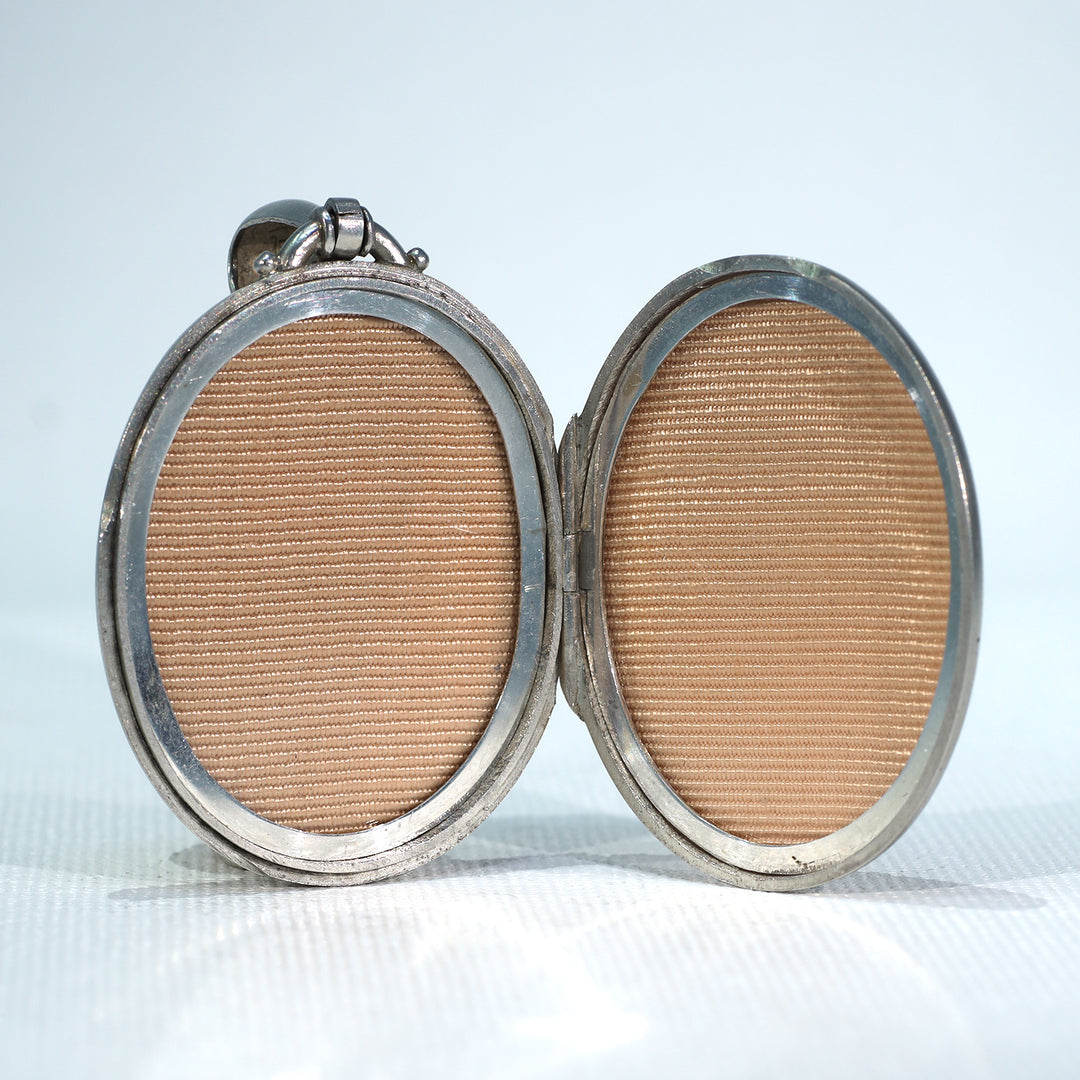 Victorian Silver Engraved Locket Pendant Belt Motif